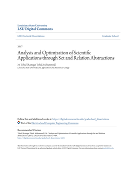 Analysis and Optimization of Scientific Applications Through Set and Relation Abstractions M