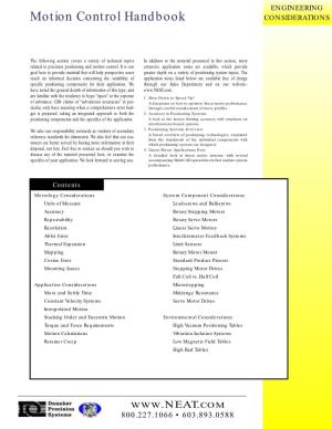 Motion Control Handbook CONSIDERATIONS