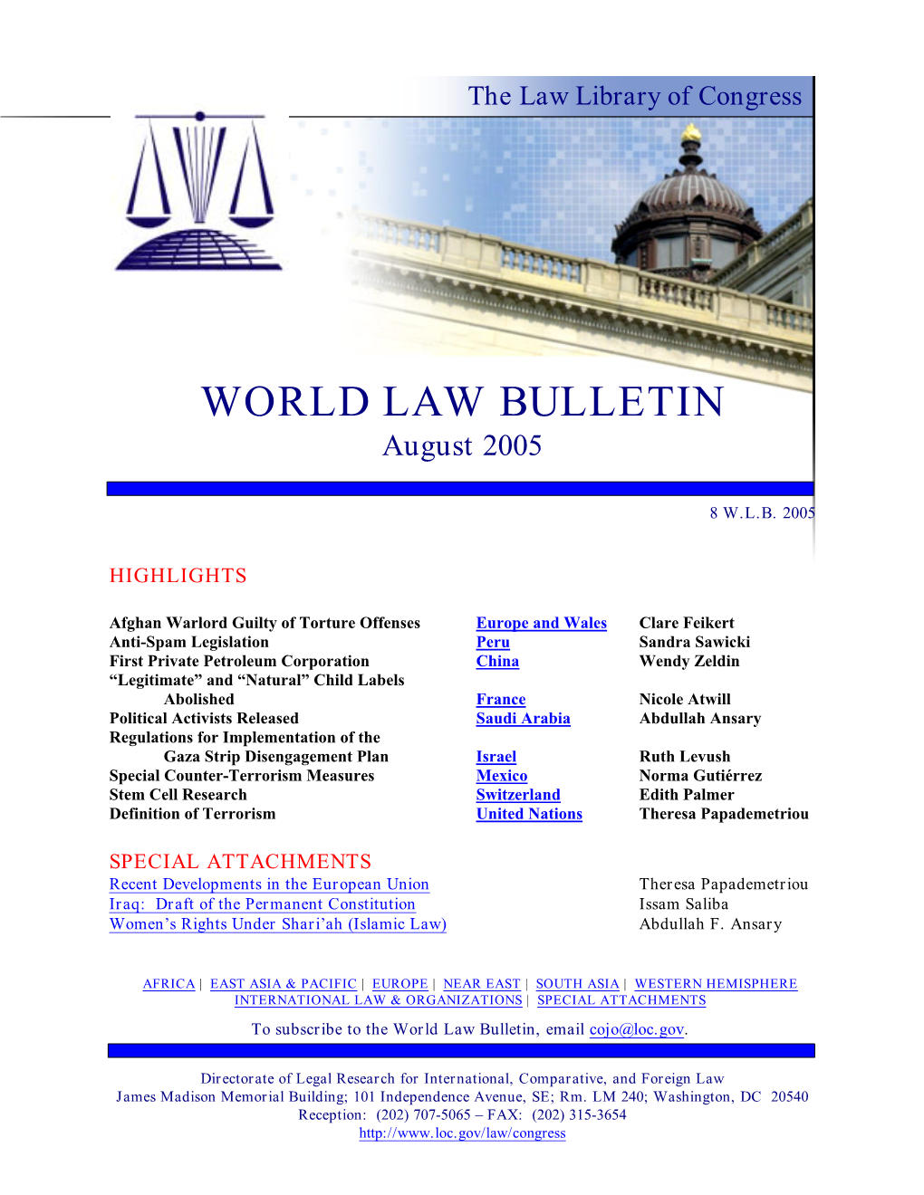 WORLD LAW BULLETIN August 2005