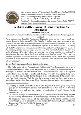 The Origin and Development of Sakya Tradition: an Introduction