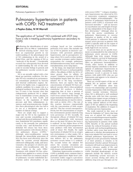 Pulmonary Hypertension in Patients with COPD