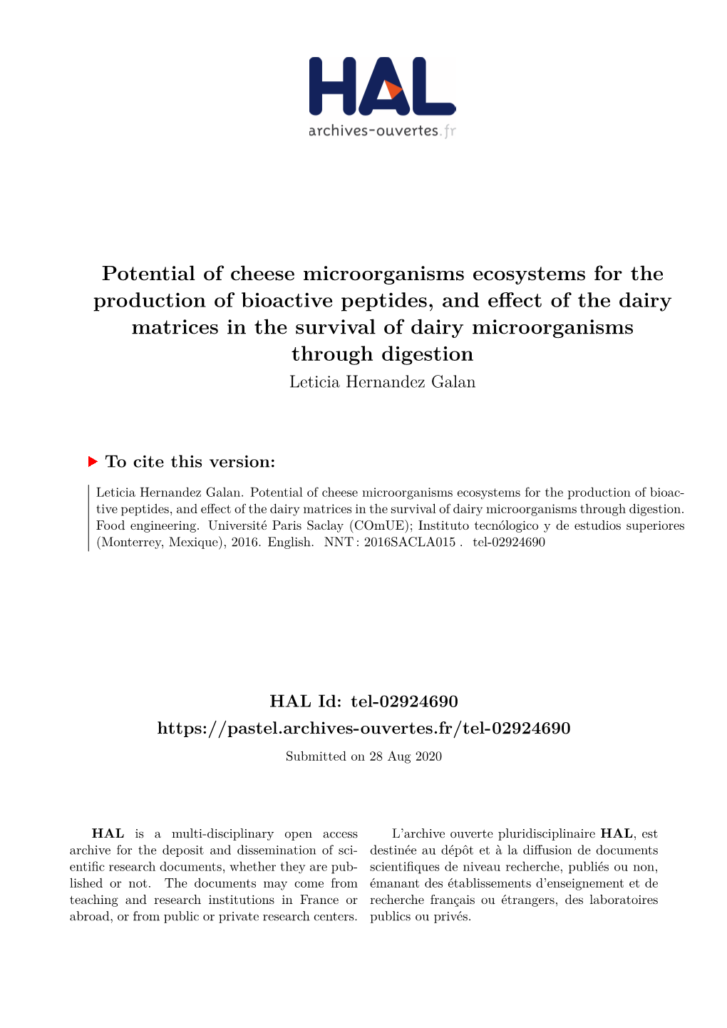 Potential of Cheese Microorganisms Ecosystems for the Production Of