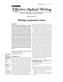 Writing a Systematic Review