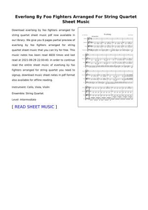 Sheet Music of Everlong by Foo Fighters Arranged for String Quartet You Need to Signup, Download Music Sheet Notes in Pdf Format Also Available for Offline Reading