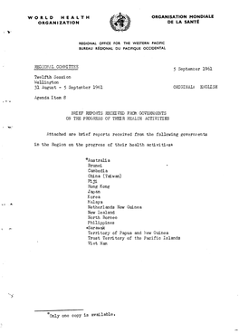 REGION/,L Cqivj1.'Littee 5 September 1961 Twelfth Sessi on Wellington 31 August - 5 September 1961 ORIGINAL: ENGLISH