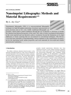 Nanoimprint Lithography: Methods and Material Requirements**