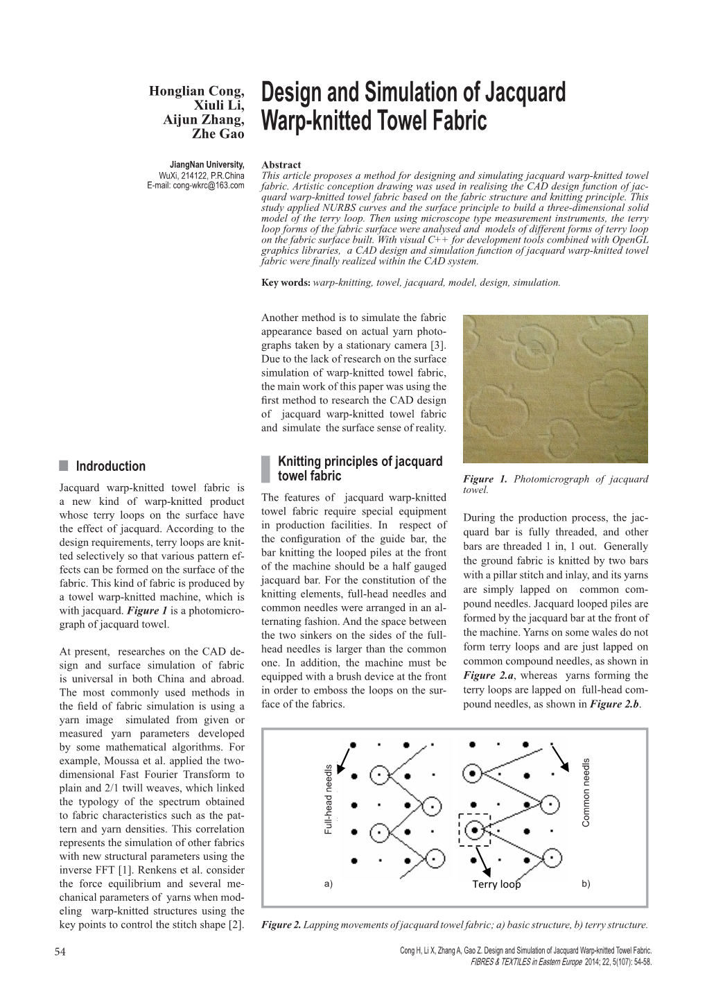 Design and Simulation of Jacquard Warp-Knitted Towel Fabric