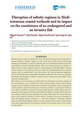 Disruption of Salinity Regimes in Medi- Terranean Coastal Wetlands and Its Impact on the Coexistence of an Endangered and An