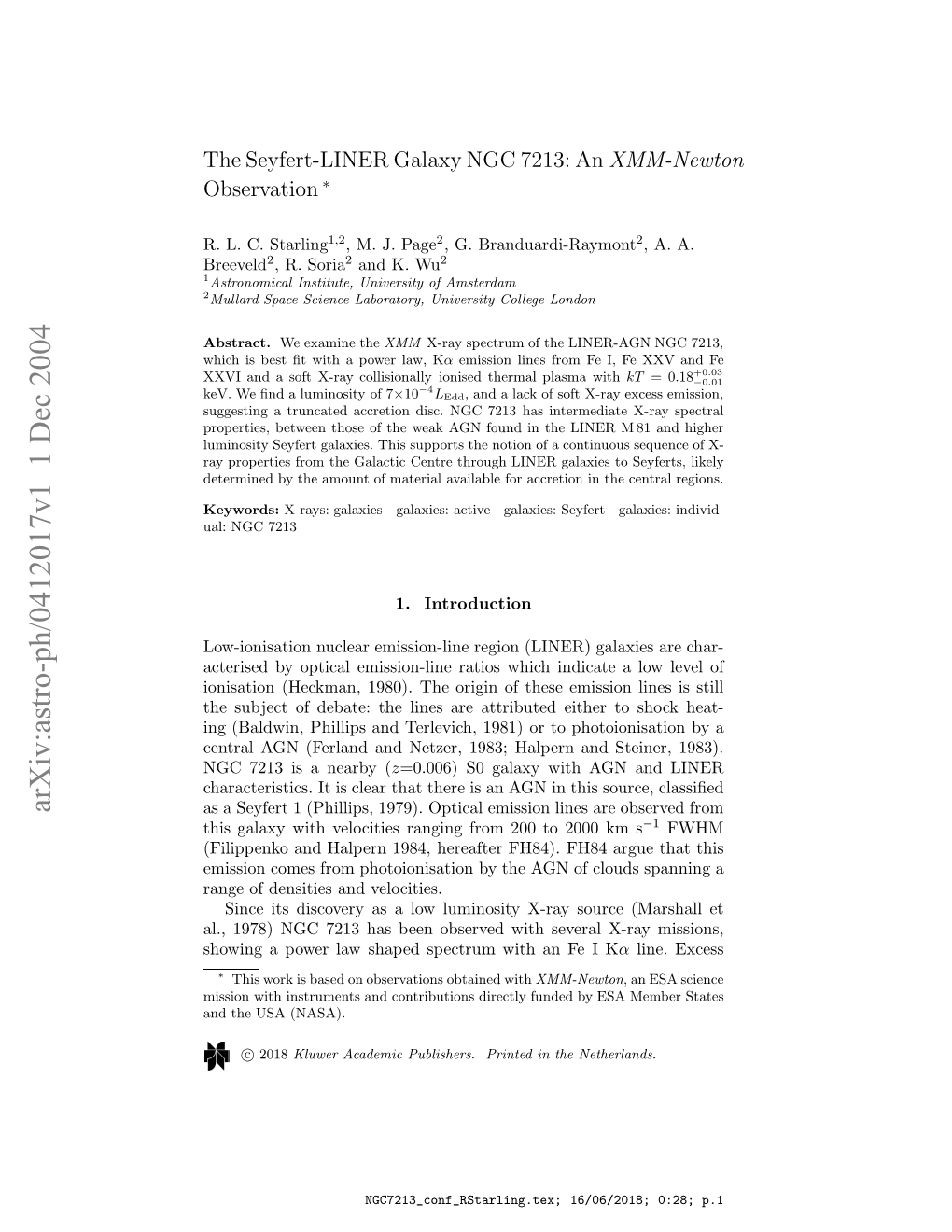 The Seyfert-LINER Galaxy NGC 7213: an XMM-Newton Observation 3 Flux