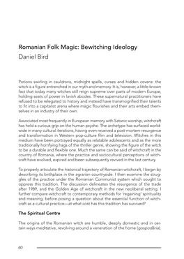 Romanian Folk Magic: Bewitching Ideology Daniel Bird