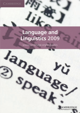 Language and Linguistics 2009