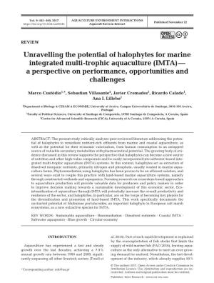 Unravelling the Potential of Halophytes for Marine Integrated Multi-Trophic Aquaculture (IMTA)— a Perspective on Performance, Opportunities and Challenges