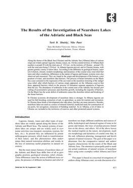 The Results of the Investigation of Nearshore Lakes of the Adriatic and Black Seas