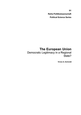 The European Union Democratic Legitimacy in a Regional State?