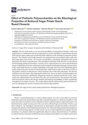 Effect of Prebiotic Polysaccharides on the Rheological Properties Of