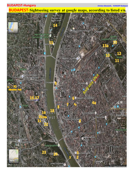 BUDAPEST-Sightseeing Survey at Google Maps, According to Listed S/N