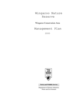 Wingaroo Nature Reserve Management Plan 2000