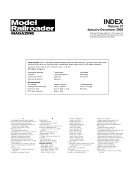 To View a PDF Version of the Model Railroader Index for 2006