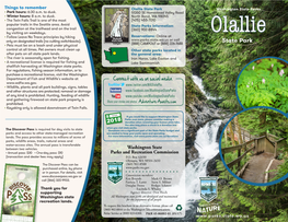 Olallie State Park Washington State Parks • Park Hours: 6:30 A.M