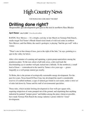 Drilling Done Right? - High Country News