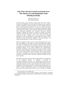 Like Uber, but for Local Government Law: the Future of Local Regulation of the Sharing Economy
