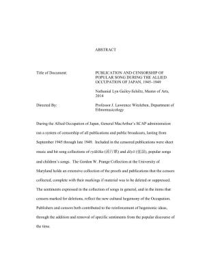 ABSTRACT Title of Document: PUBLICATION AND