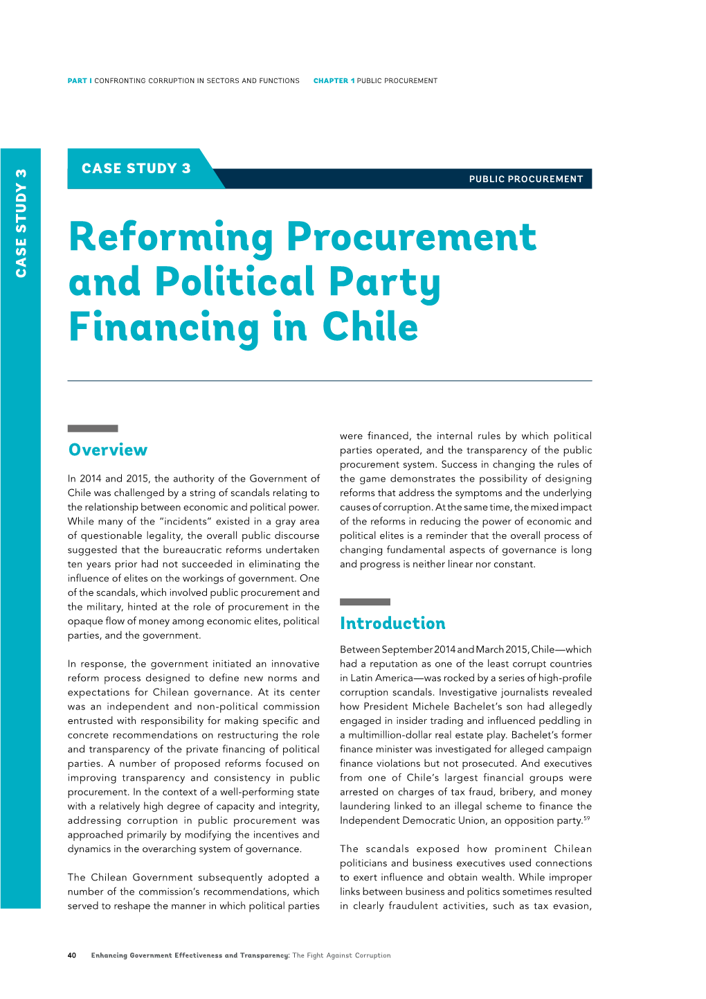 Reforming Procurement and Political Party Financing in Chile