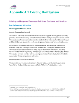 Appendix A.1 Existing Rail System