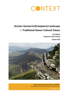 Grampians) Landscape — Traditional Owner Cultural Values
