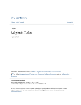 Religion in Turkey Niyazi Oktem