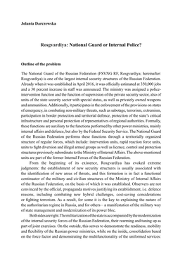 Rosgvardiya: National Guard Or Internal Police?