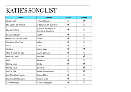 Katie's Song List