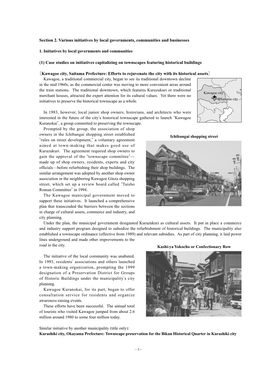Case Studies on Initiatives Capitalizing on Townscapes Featuring Historical Buildings