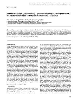 Gamut Mapping Algorithm Using Lightness Mapping and Multiple Anchor Points for Linear Tone and Maximum Chroma Reproduction