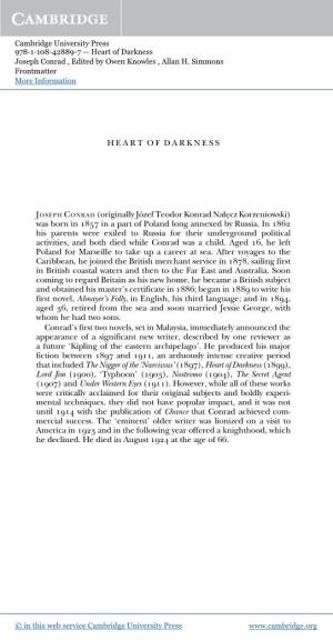 Heart of Darkness Joseph Conrad , Edited by Owen Knowles , Allan H