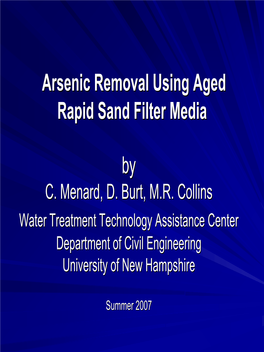 Arsenic Removal Using Aged Rapid Sand Filter Media