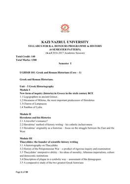 Kazi Nazrul University Syllabus for B.A