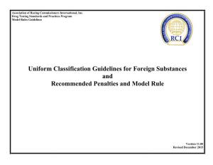 ARCI Uniform Classification Guidelines for Foreign Substances