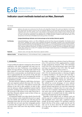 Indicator Count Methods Tested out on Møn, Denmark