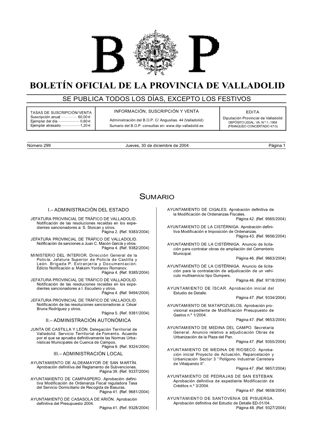 Boletín Oficial De La Provincia De Valladolid El Día 9 De Agosto De 2003