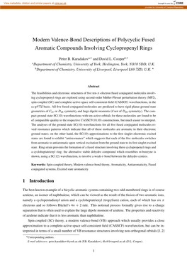 Modern Valence-Bond Descriptions of Polycyclic Fused Aromatic Compounds Involving Cyclopropenyl Rings