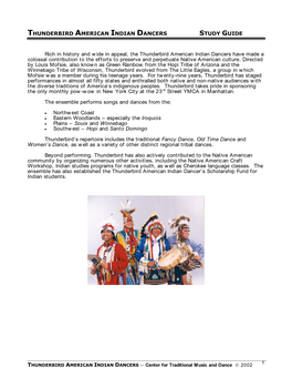 THUNDERBIRD AMERICAN INDIAN DANCERS STUDY GUIDE Rich In