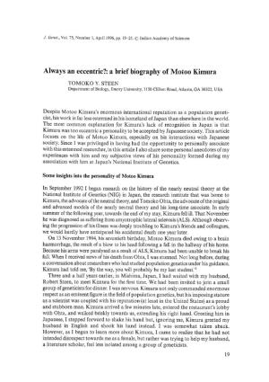 Always an Eccentric?: a Brief Biography of Motoo Kimura