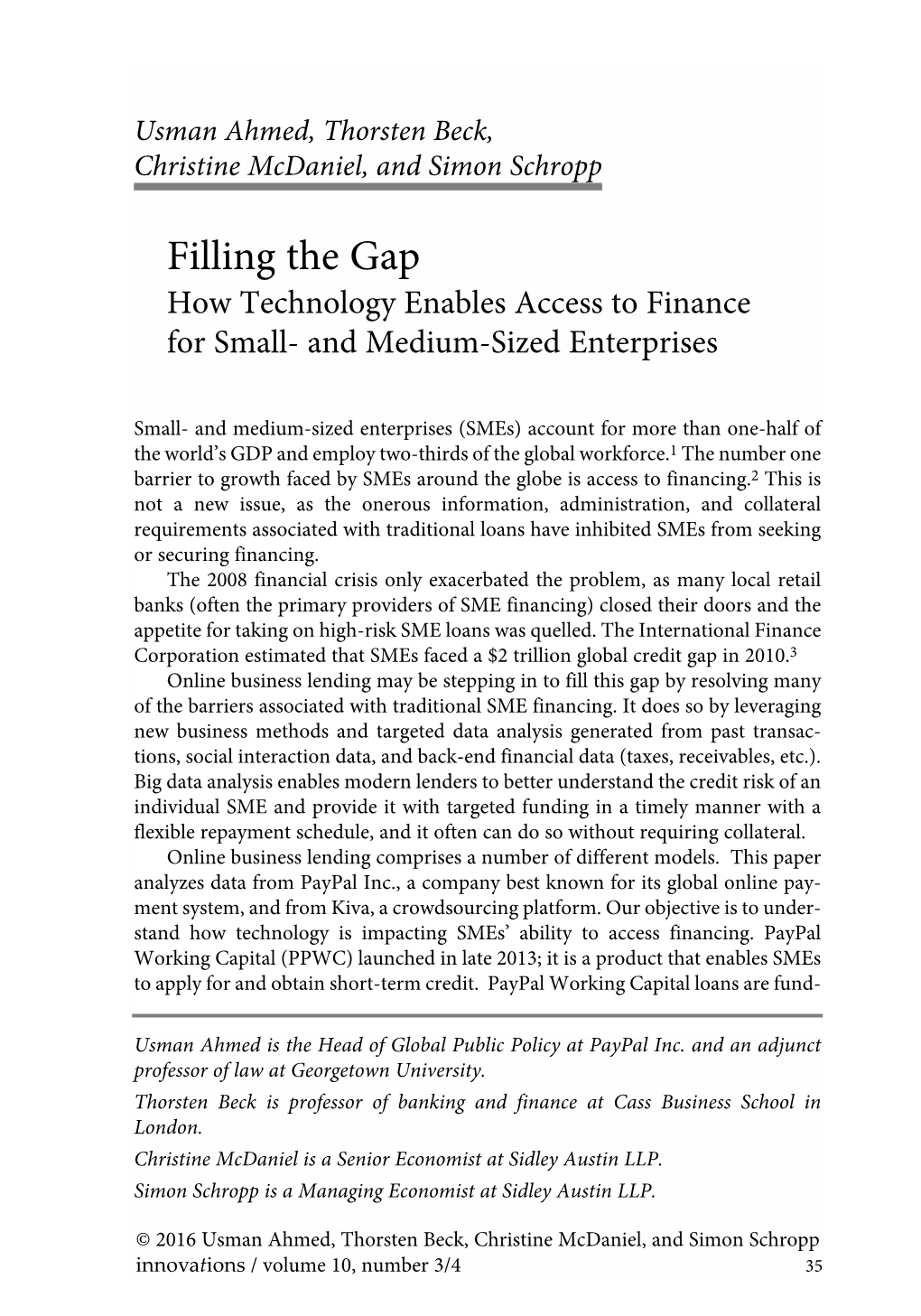 Filling the Gap: How Technology Enables Access to Finance for Small