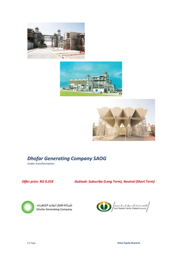 Dhofar Generating Company SAOG Under Transformation