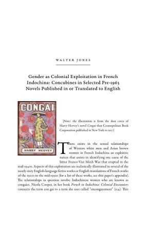 Gender As Colonial Exploitation in French Indochina: Concubines in Selected Pre-1965 Novels Published in Or Translated to English