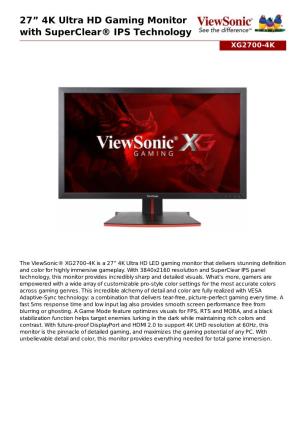 27” 4K Ultra HD Gaming Monitor with Superclear® IPS Technology XG2700-4K