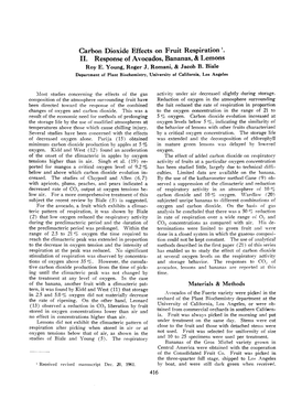 Carbon Dioxide Effects on Fruit Respiration '