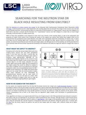 Searching for the Neutron Star Or Black Hole Resulting from Gw170817