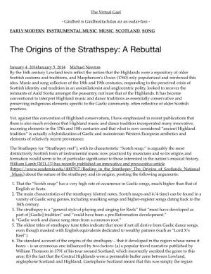The Origins of the Strathspey: a Rebuttal